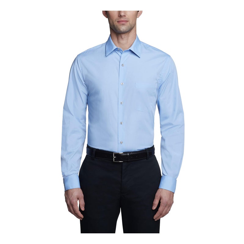 Van Heusen Men's Dress Shirt Fitted Poplin Solid, Cameo Blue, 17" Neck 34"-35" Sleeve - Image 1